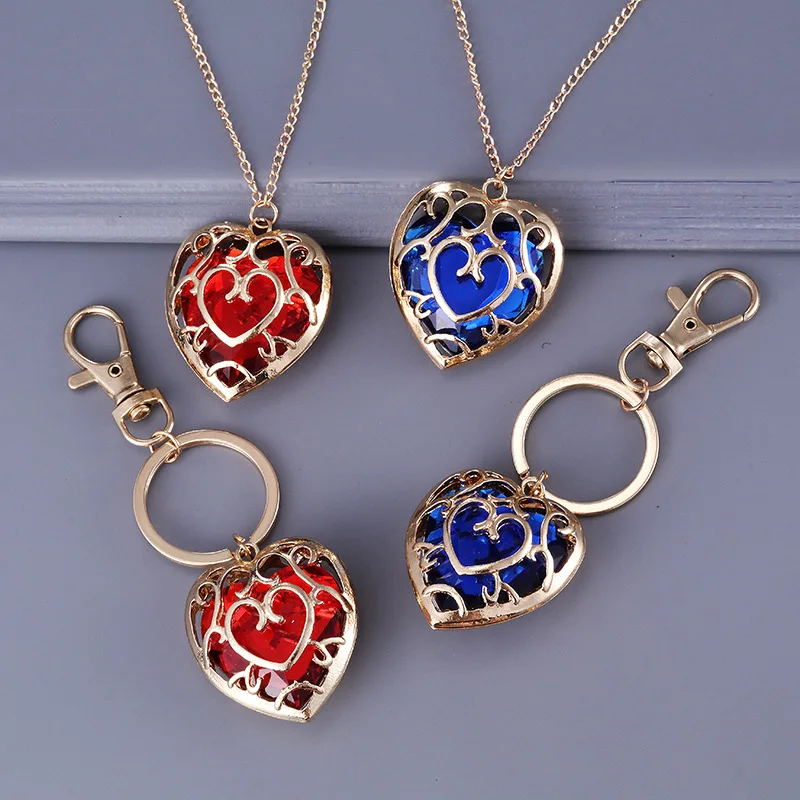 Игра Легенда о Зельде Косплей Голубое сердце ожерелье кулон ювелирные изделия Красный в форме сердца брелок