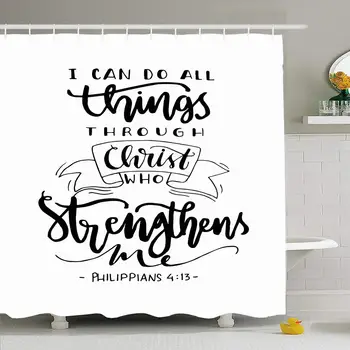 

Shower Curtain Set with Hooks 60x72 Woman Bag Believe Can Do Banner Font I All Things Handwritten Through Slogan Abstract On