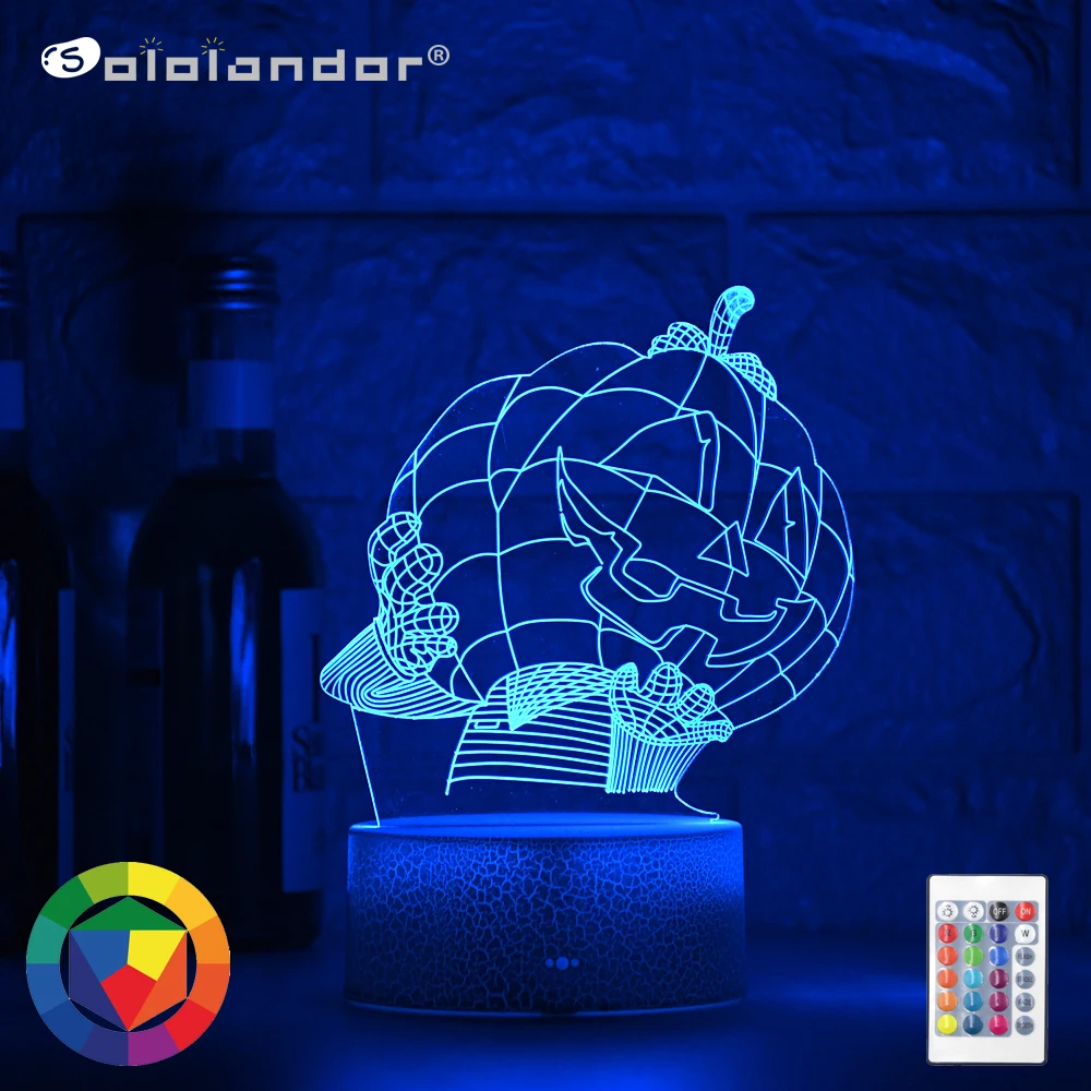 

2020 Newest 7-color 3D LED Pumpkin Lamp Creative Night Lights Novelty Illusion Night Lamp 3D Illusion Table Lamp For Halloween