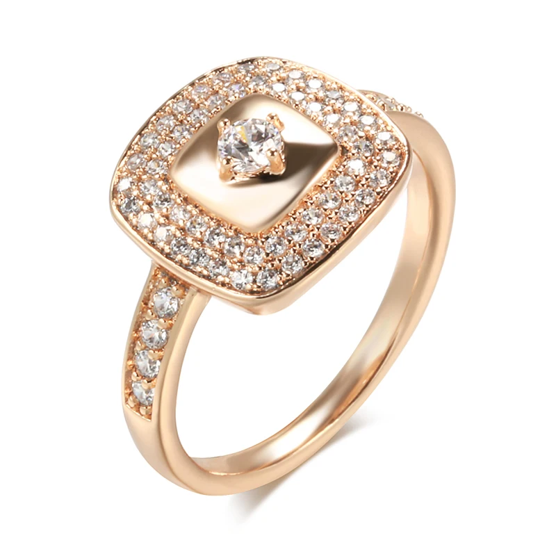 Женское кольцо из розового золота 585 пробы с фианитами | Украшения и аксессуары