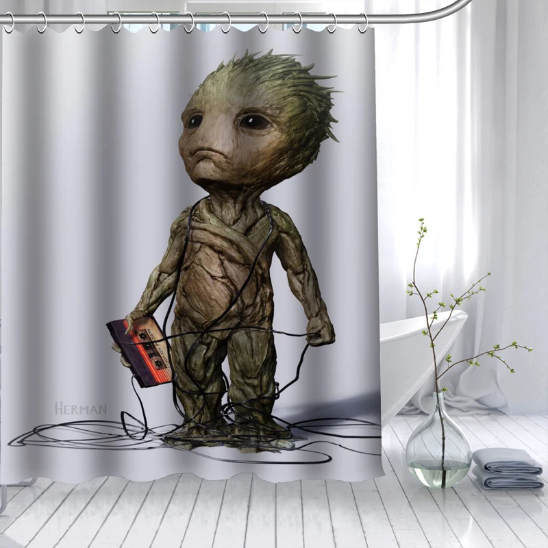 Cortina De Ducha Personalizada Con Dibujos Animados De Groot Para Bebe Cortina De Bano De Tela De Poliester Impermeable 3d 12 Ganchos Para El Bano Gran Oferta Cortinas De Ducha Aliexpress