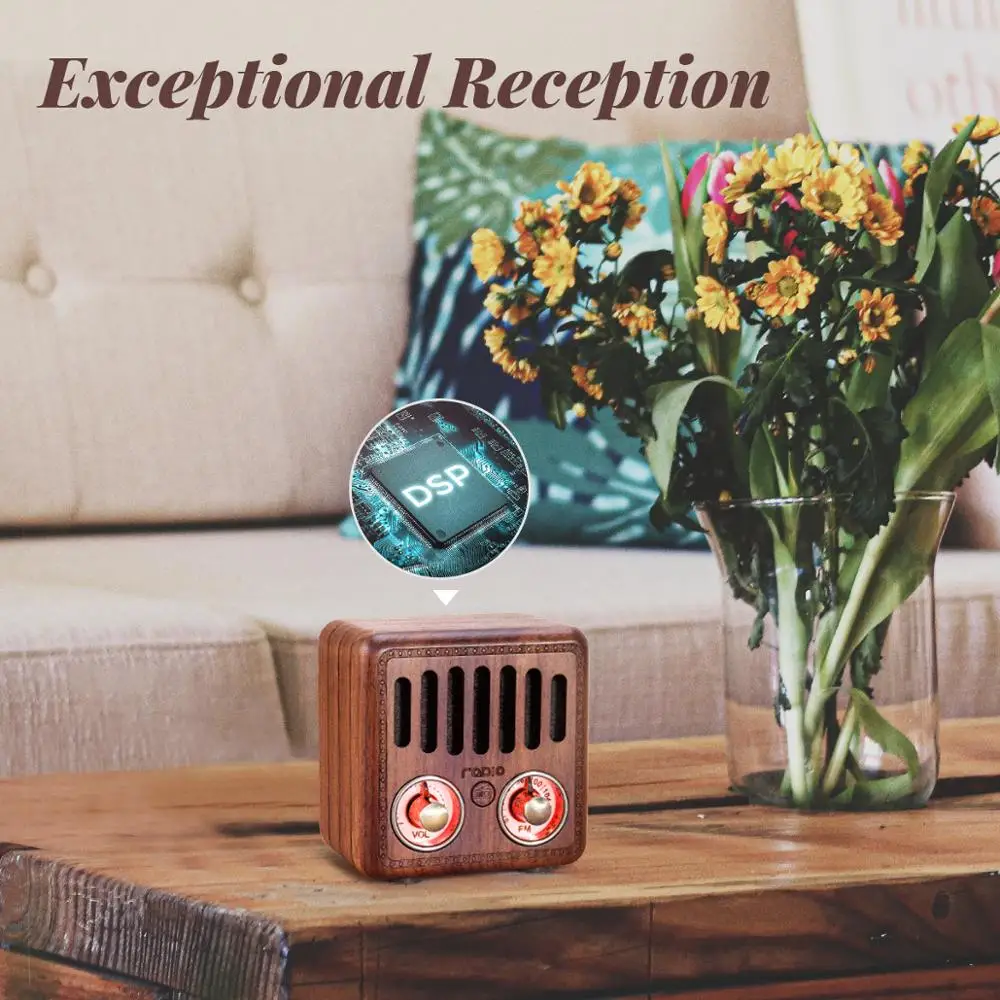 Портативный радиоприемник PRUNUS Ретро FM радио деревянная Беспроводная Bluetooth