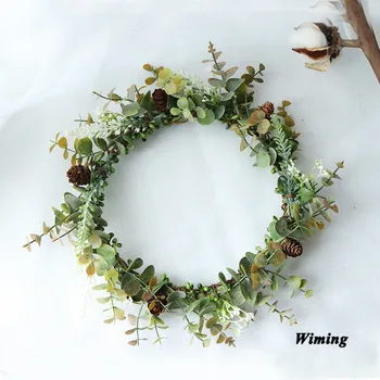 

green Simulation deal apple rattan braided Wreath wedding party decoration headwear girls women headband hair props