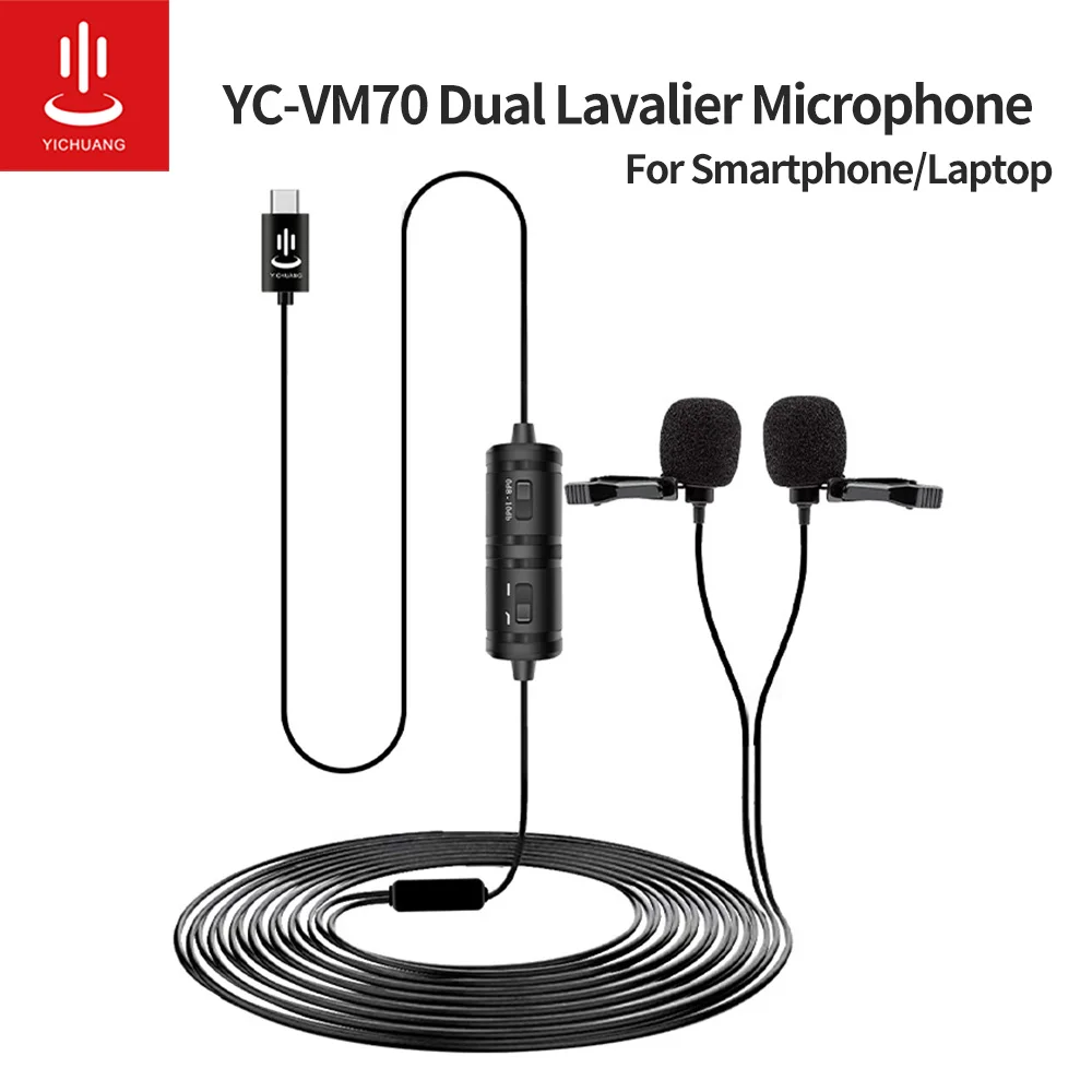 YICHAUNG VM70 двойной Lavalier микрофон Type C разъем mini Lape для смартфона/ноутбука|Микрофоны| |