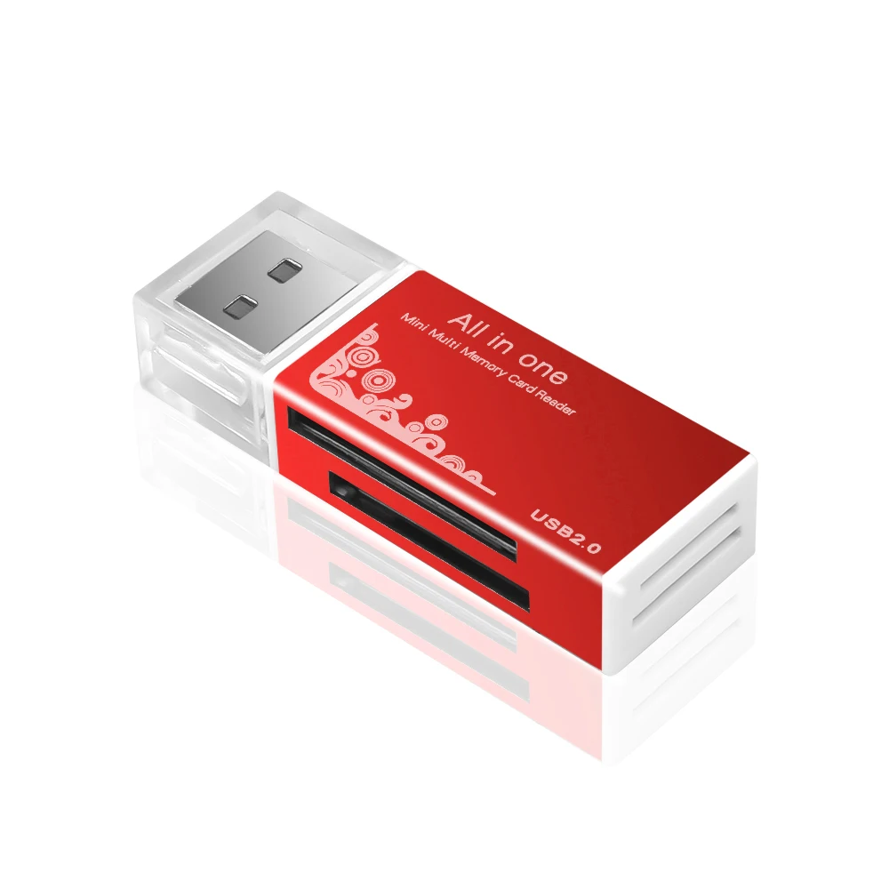 Красный USB адаптер USB 2,0 все в 1 портативный мини-считыватель карт памяти Адаптер для Micro SD SDHC TF M2 MMC - Цвет: Красный