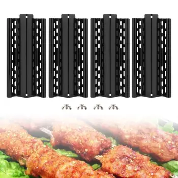 

4Pcs Universal Extendable Porcelain Coated Grill Heat Plate Shield Burner Cover Grill Replacement Parts BBQ Tool