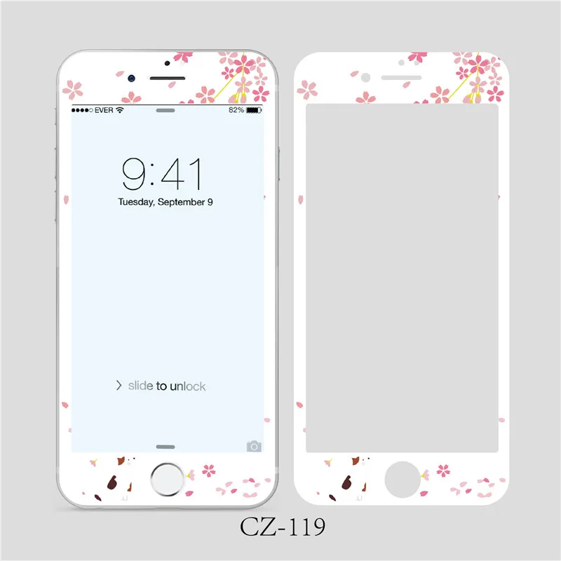 Милое закаленное стекло с цветочным узором для iPhone 8 7 6 6S plus 3D мягкая передняя защита экрана пленка полноэкранное стекло - Цвет: 2