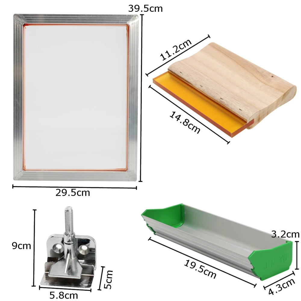 Комплект трафаретной печати алюминиевая рама+ шарнирный зажим+ эмульсионная котерка+ Ракель
