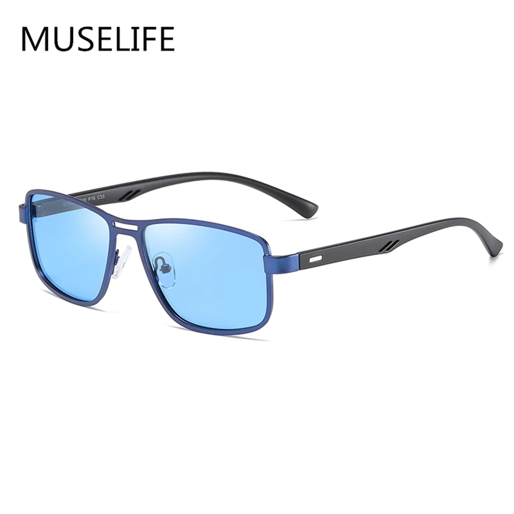 4-Blue MUSELIFE дизайн ультралегкие TR90 поляризационные солнцезащитные очки для мужчин и женщин винтажные солнцезащитные очки квадратного стиля для вождения мужские очки УФ - Цвет линз: 4-Blue