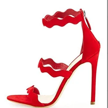 

SHOFOO shoes,Beautiful and fashionable women's shoes, suede, about 12cm high-heeled sandals, women's sandals. SIZE:34-45