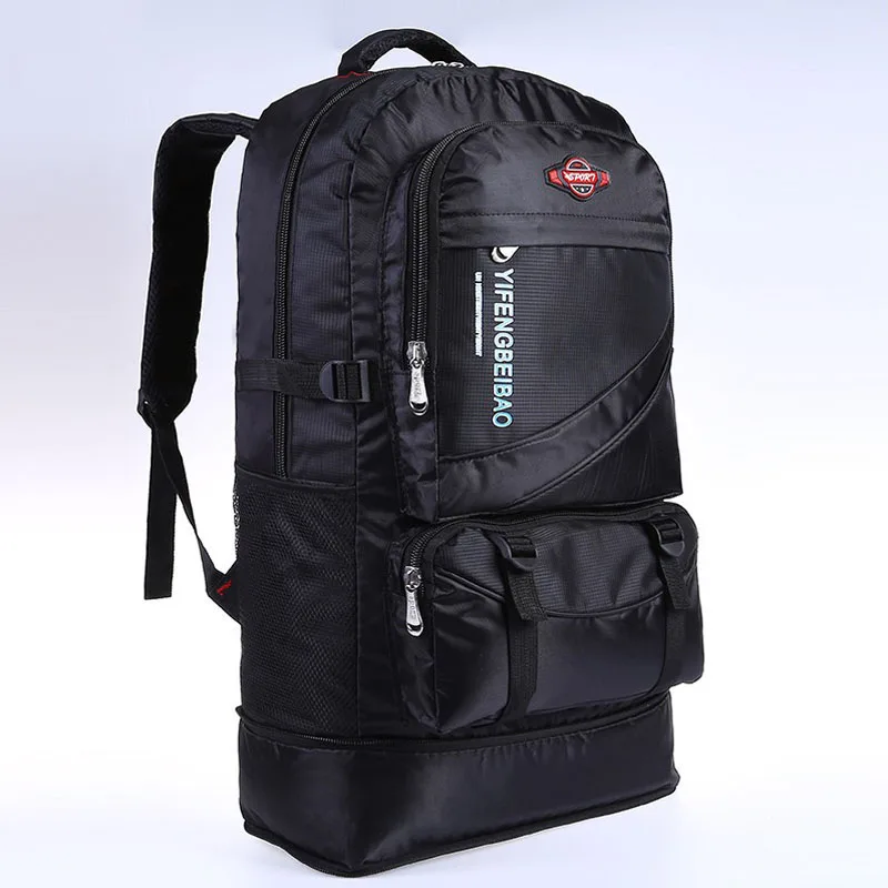 Водонепроницаемый 60л мужской нейлоновый рюкзак для путешествий, спортивная сумка, рюкзак для альпинизма, пешего туризма, альпинизма, кемпинга для мужчин - Цвет: Черный