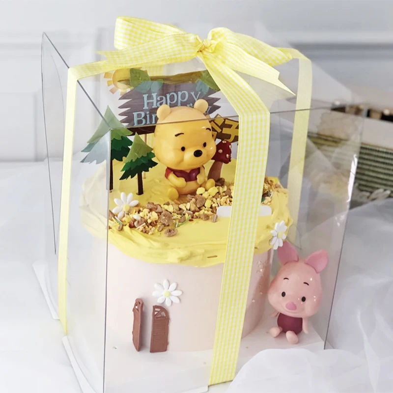 Cute Cartoon pink pig tiger and yellow bear Happy Birthday Cake Topper Decoration for Party Supplies Boy Girl Baking Love Gifts