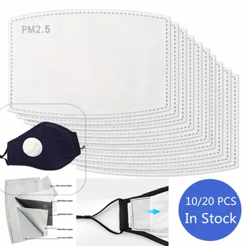 

5/10/20 Pcs Breathable PM2.5 Filter Paper In Stock Anti Haze Face Mask Respirator Washable Reusable Mouth Masks for Men Women