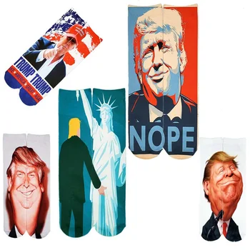 

President Donald Trump Socks Unisex Funny Print Adult Casual Crew Socks 3D Crew Socks Hot Sale Hip Hop Skateboard Sock