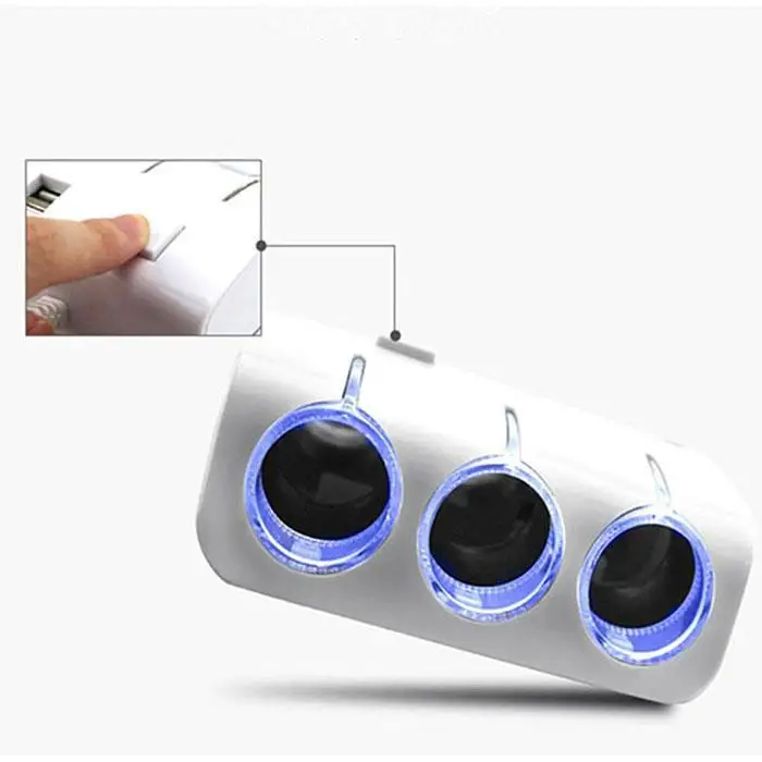 Мульти автомобиль прикуриватель сплиттер 3 DC5V/1200mA сдвоенная розетка 120 Вт переключатель DC12V-24V двойной USB зарядное устройство
