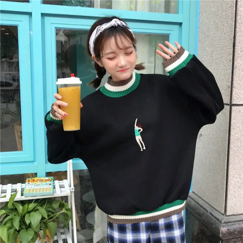  Spring Sweet Cute Sweatshirt Women Fashion Cartoon Print Pullover Lady Loose Casual Sweatshirts 202
