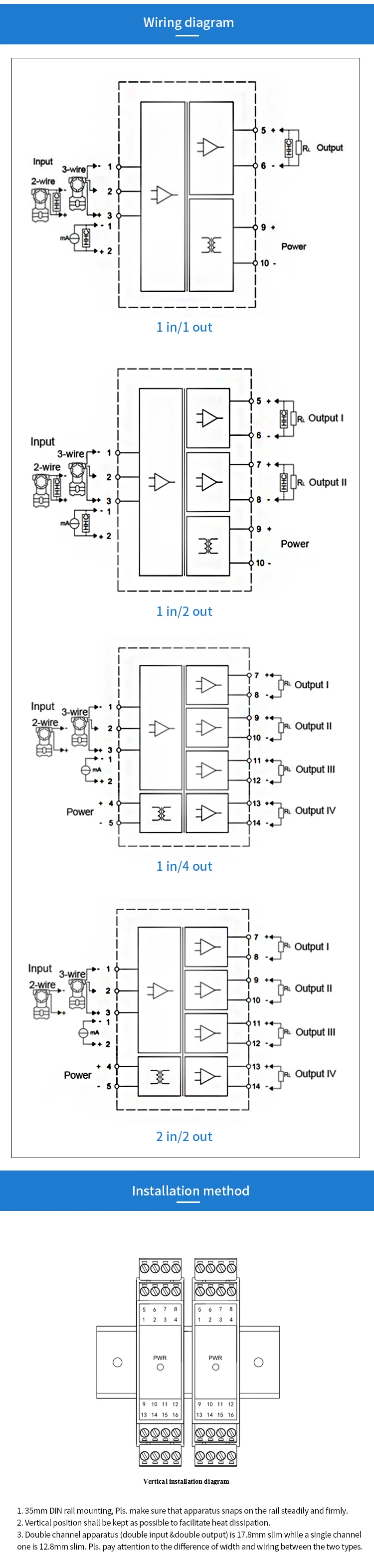 Высокочастотный сигнальный изолятор передатчик 4-20mA PLC входной сигнал кондиционер 24VDC