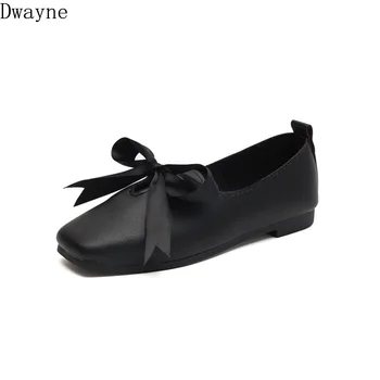 

New square head flat shoes Korean bow student flat shoes wild British wind female flat shoes.