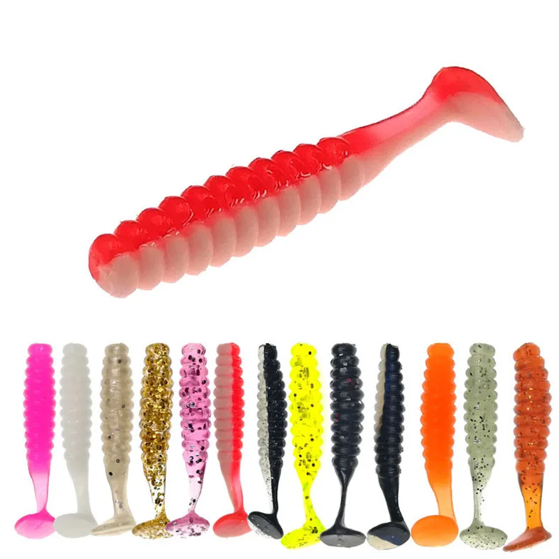 

10Pcs/lot T Tail Soft Baits 40mm 1g Artificial Soft Fishing Lures Wobblers Fishing Soft Lures Silicone Shad Worm Bass Baits