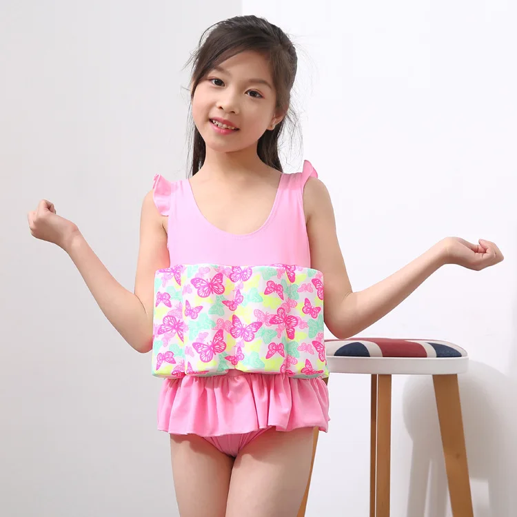 

Xiao shu Girls Baby Swimming Vest Floating Clothing Infants Children One-piece Swimwear Kids Buoyancy Bathing Suit 3-7-Year-Old