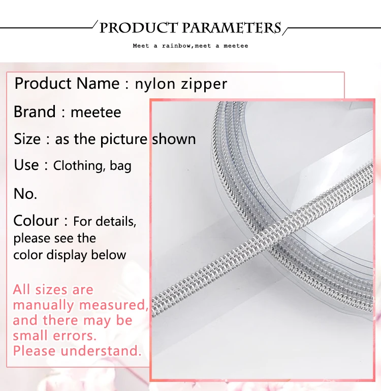 Meetee 5# PVC Nylon Zippers for Sewing DIY Zip Sports Raincoat Pencilbag Cosmetic Bag Zipper Garment Sewing Accessories