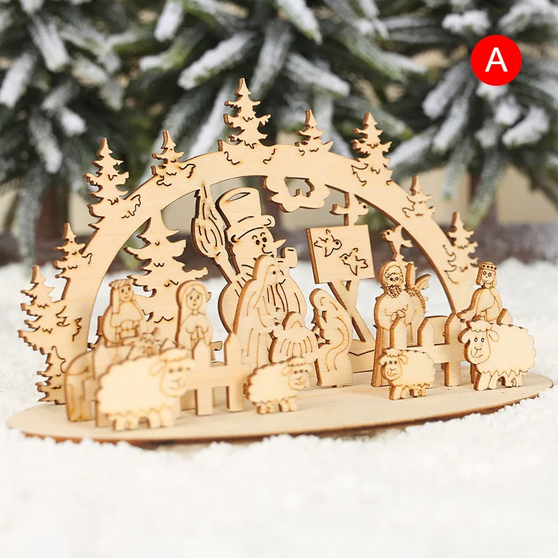 

DIY Christmas 3D Wooden Toy Funny Party Desktop Decor Ornaments Kids Toy planche bois bricolage ozdoby z drewna H99F