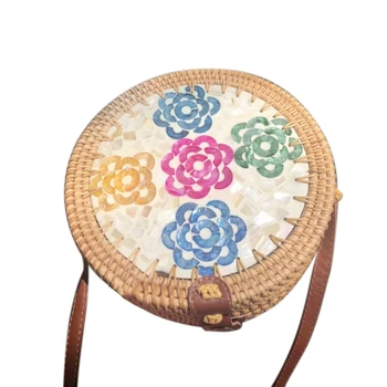 

NEW-Autumn Rattan Handmade Rattan Bag Straw Woven Bag Retro Literary Beach Bag Mori Women's Bag Diagonal Bag Shoulder Bag