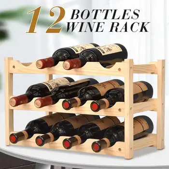 

3 Layers Quality Wooden Wine Bottle Holders Practical Collapsible Living Room Decorative Cabinet Red Wine Display Storage Rack
