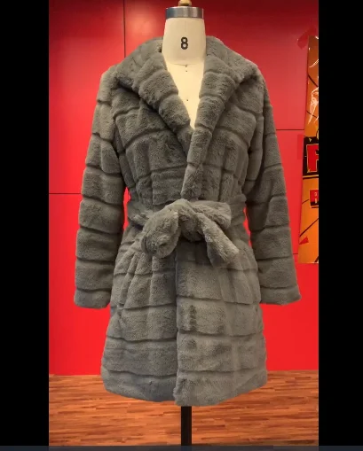 Флисовая куртка из искусственного меха, пальто, теплое пушистое плюшевое плюс размер, плюшевые пальто, зимнее женское пальто, элегантная уличная верхняя одежда серого цвета