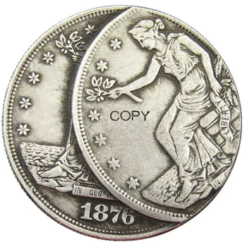 

US 1876 CC Trade Dollar Two Faces Error Silver Plated Copy Coin