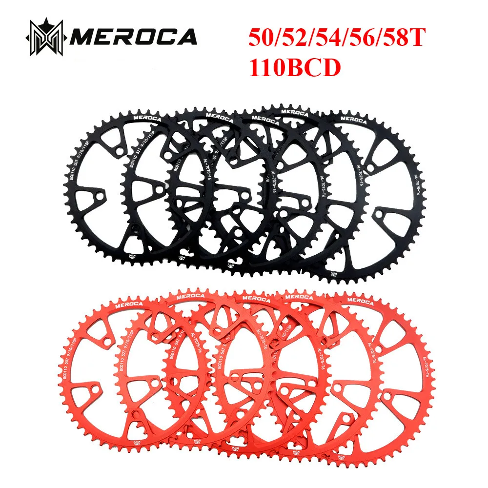 MEROCA アルミチェーン 110BCD 50/52/54/56/58T 山道自転車チェーンホイール MTB クランクセット狭いワイドチェーンリング
