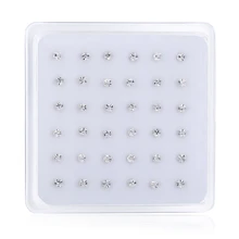 36 шт 925 пробы серебряные кольца и штифты для носа 1,5/2/2,5/3 мм прозрачный кристалл Cz золотой пирсинг ювелирные изделия уха кости ногтей