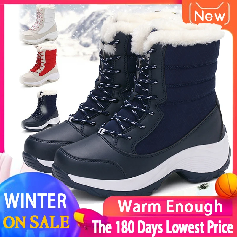 2022 Women Snow boots Waterproof Non-slip Parent-Child Winter Boots Thick Fur Platform Waterproof and Warm Shoes Plus Size 31-42
