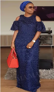 

New African women's Dashiki fashion stretch Mao Mao fabrics long dress size M L XL