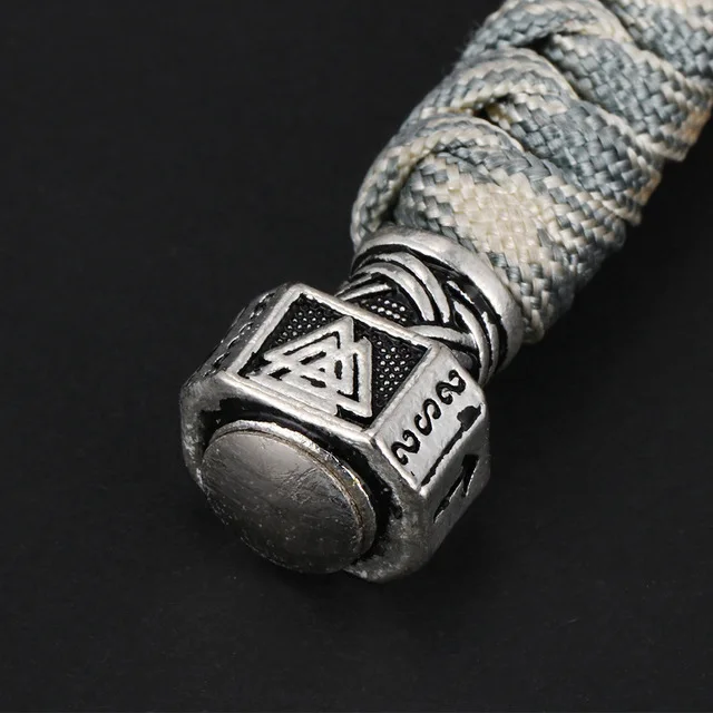 Брелок Vikings Rune mjolnir Глянцевая белая виниловая Парашютная брелок из веревок Paracord viking скандинавские ювелирные украшения для ключей мужской подарок