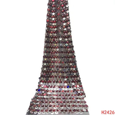 HFX Silver white Latest Sexy French Tulle Lace Africa Sequins Mesh Lace Fabric Sewing for Party Wedding Dress F2426 - Цвет: as picture