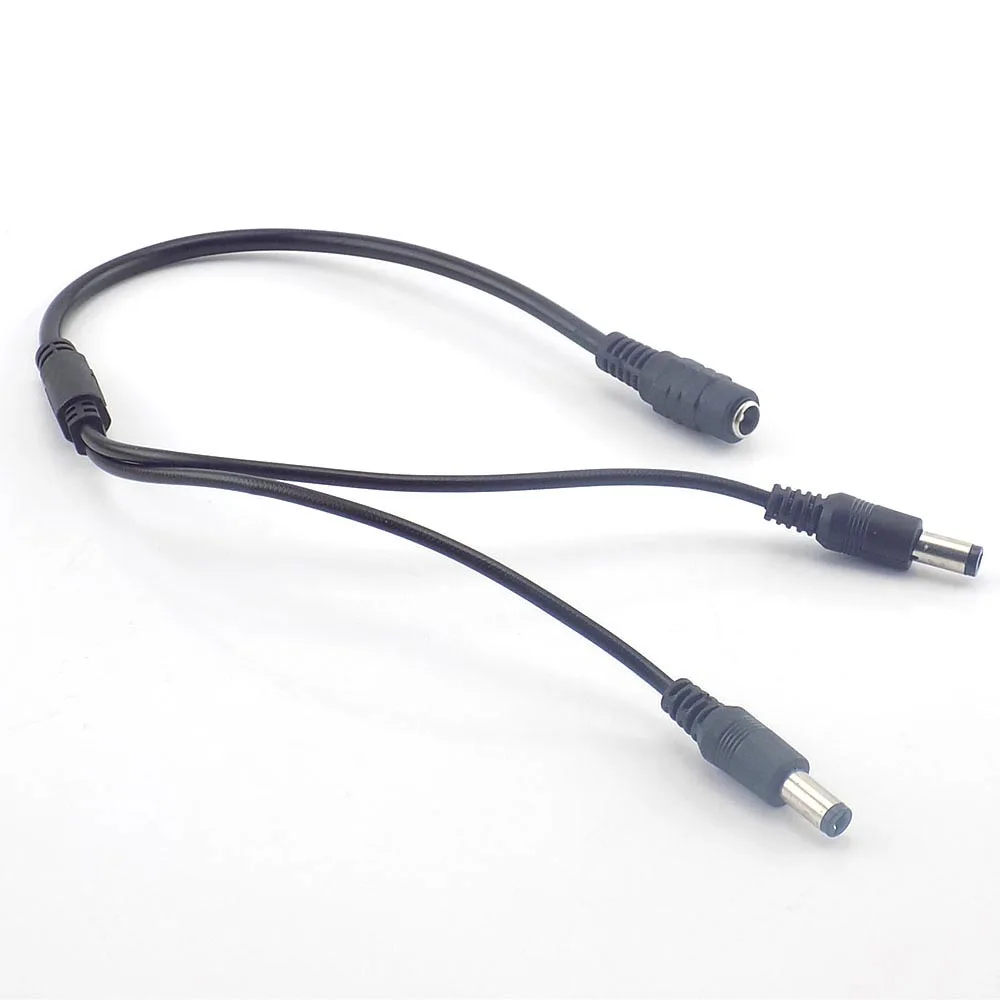 12 В постоянного тока 1 Женский до 2 штекерных разъемов разветвитель Кабель 5,5 мм X 2,1 мм DC Шнур от вилки для кабель для камеры cctv J17