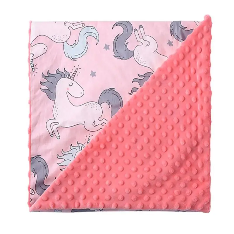 Pink Одеяла для новорожденных, теплые, хлопковые, двухслойные, для коляски, для сна, шапочка-бини с мультяшным рисунком, детское постельное белье, пеленание, детское банное полотенце - Цвет: Pink