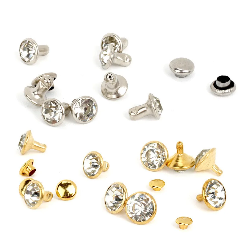 Rhinestones Rivets Studs 50/100/200Set DIY Crafts Garment Bag Leather Decorative For Glass Rebutting Nail Drill Bits