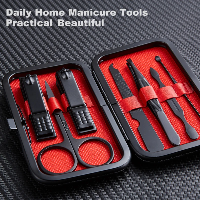 Conjuntos de Viagem Engraçado Carta Manicure Unha Clipper 7pcs Portátil Aparador Clippers Cortador Tesoura Acessórios Ferramentas 17 Cortadores e aparadores