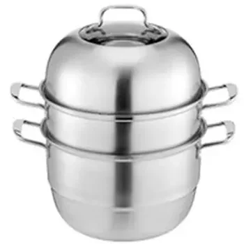 

Thickened Stainless Steel Steamer Visible Lid Design Steamer Gas Induction Cooker General Cookware Pots for Cooking Frying Pan