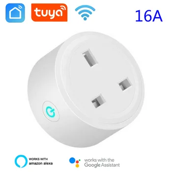 

Hot selling 16A Wifi Smart Plug UK 3 Pin Plug Mini Smart Socket Smart Life Wifi Plug UK With Alexa Google Home IFTTT