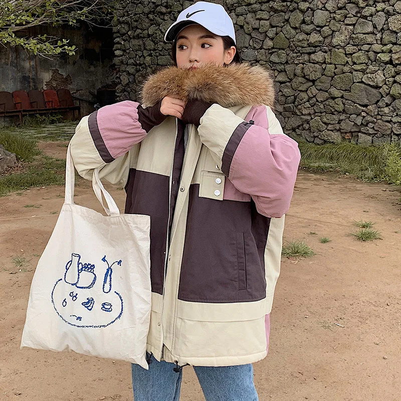 

Workwear Cotton Overcoat Female Winter 2019 New Style Students Korean-style Short Loose-Fit down Jacket Cotton-padded Clothes