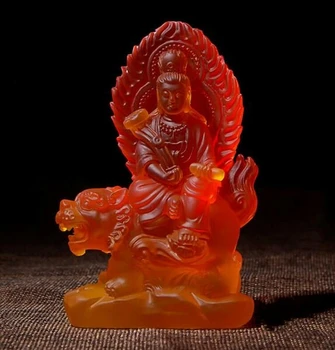 

Wenshu Manjusri Statue Buddha Figure Altar Fengshui Blessed Buddhist Orange