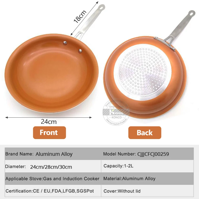 Online Sartenes y sartenes de cobre antiadherentes KONCO con recubrimiento cerámico horno de inducción olla de cocina antiadherente sartén utensilios de cocina