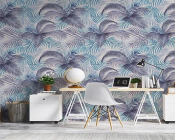 

beibehang Custom wall paper decorative painting wallpaper simple green hand painted tropical rain forest leaves tv background