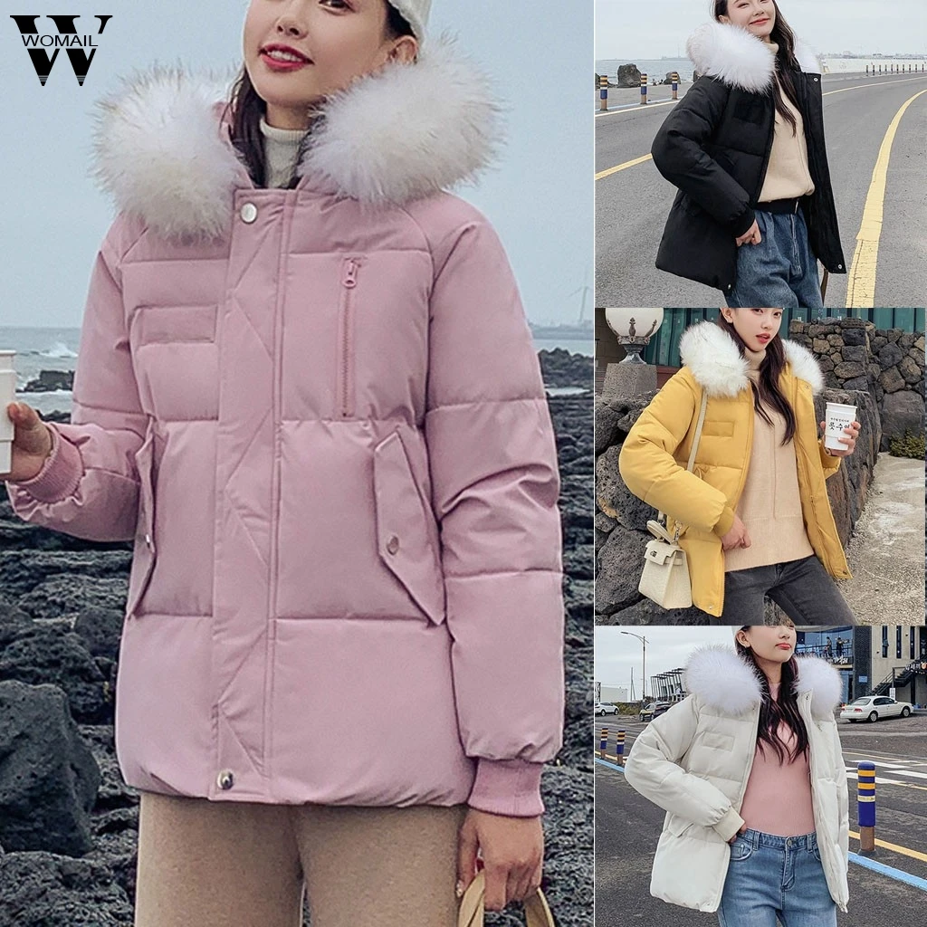 

Womail Down Parka Korean Style 2019 Winter Jacket Stand Collar Solid Female Down Coat Loose Oversized Womens Short Parka S17