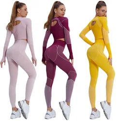 Women's Tracksuit Long Sleeve Yoga Suit for Fitness Two Piece Workout Sport Set Active Wear Women Outfit Sportswear Gym Clothing