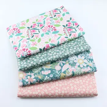 

Green Leaves Pastoral Fabric Printed Floral Skirt Cotton Fabric for Handmade DIY Cotton Baby Dress Material