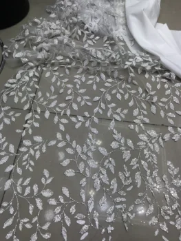 

Sophia-9.8915 glued glitter print african mesh tulle lace 5yards for evening dress